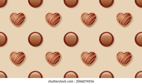 Sweet banner for Valentines Day, delicious background pattern, vector illustration 10eps