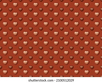 Sweet banner for Valentines Day, delicious background pattern from chocolate hearts, vector illustration 10eps