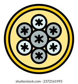 Sweet baozi icon outline vector. Taiwan food. Cute bakery color flat