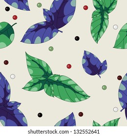 sweet basil and mixture of peppers, vector illustration