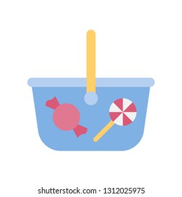 Sweet basket vector illustration, Isolated flat design icon