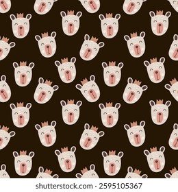 Sweet bear heads seamless pattern for children design vector illustration