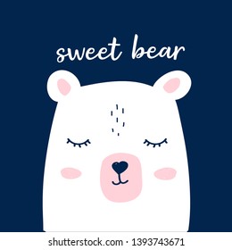 Sweet bear slogan and hand drawing illustration vector.
