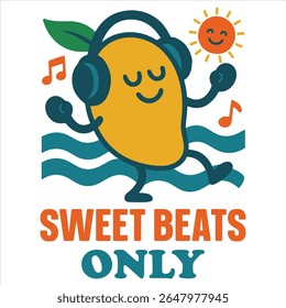 Sweet Beats Only - Summer fruits T-shirt vector, Retro Summer Beach Vibes, kawaii fruit food Tees, Fruit Quote For Shirts