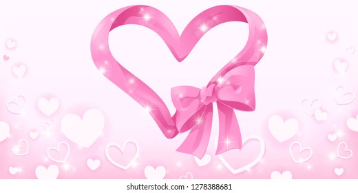 Sweet and beautiful background and pink ribbon, Vector illustration