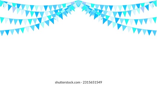 El dulce y hermoso color azul de la guirnalda, banderas de afinamiento. Fondo del cartel. Niño, padre, madre, fiesta, verano, saludo, fiesta, cumpleaños, Argentina, Israel, Honduras, Oktoberfest.