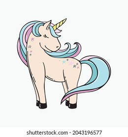Sweet beautiful unicorn illustration. Vector illustration of cute unicorns