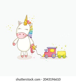 Sweet beautiful unicorn illustration. Vector illustration of cute unicorns