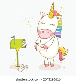 Sweet beautiful unicorn illustration. Vector illustration of cute unicorns