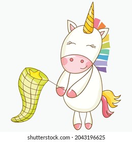 Sweet beautiful unicorn illustration. Vector illustration of cute unicorns