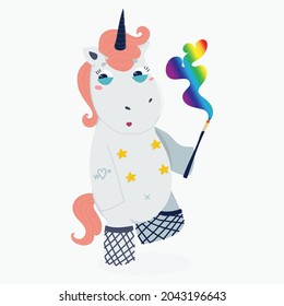 Sweet beautiful unicorn illustration. Vector illustration of cute unicorns