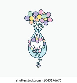Sweet beautiful unicorn illustration. Vector illustration of cute unicorns