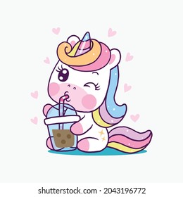 Sweet beautiful unicorn illustration. Vector illustration of cute unicorns