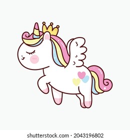Sweet beautiful unicorn illustration. Vector illustration of cute unicorns