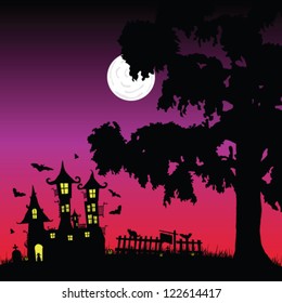 sweet and beauty castle with bats vector part three