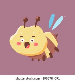 Sweet bee vector cartoon character isolated on background.
