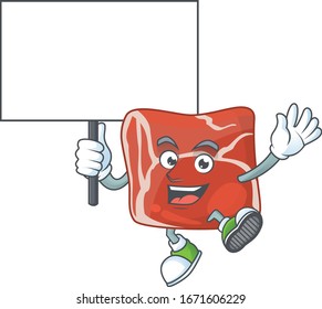 Sweet beef cartoon character bring a board