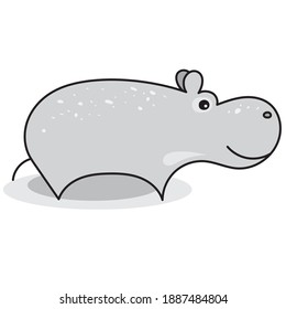 Sweet behemoth drawn in a simple style on white background, vector illustration, eps-8