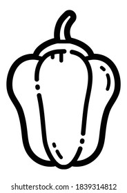 Sweet Bell Pepper Flat Icon Isolated On White Background