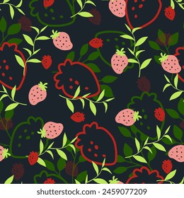 Sweet Berries Harvest Time Vector Seamless Pattern can be use for background and apparel design