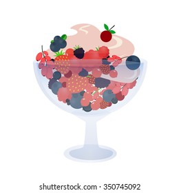 Sweet Berry Desserts with Yogurt. Vector illustration