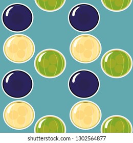 Sweet berry mix pattern of green gooseberry and wild currant. Berry pattern for paper decoration and healthy eating. Vector, esp10