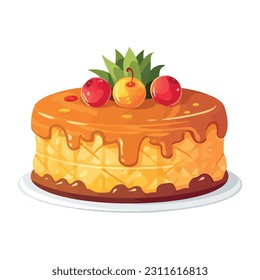 Sweet berry pie baked with fresh raspberries icon isolated