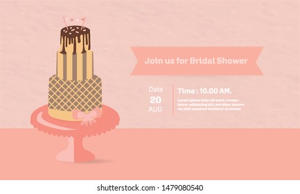 sweet big layer cakes on stand elegant invitation post banner background pastel paper wallpaper party detail kawaii food dessert bakery product for wedding birthday card date join fun adorable style