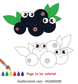 Sweet bilberry to be colored. Coloring book to educate kids. Learn colors. Visual educational game. Easy kid gaming and primary education. Simple level of difficulty. Coloring pages.