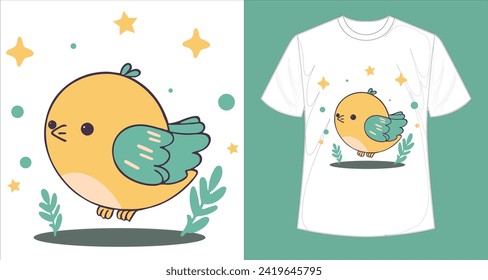 sweet bird and turtle friendship illustration, vector design for various prints