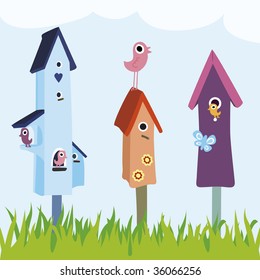 sweet birds flying to their new home in wonderland