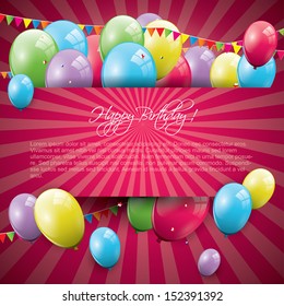 Sweet birthday background with balloons and copyspace