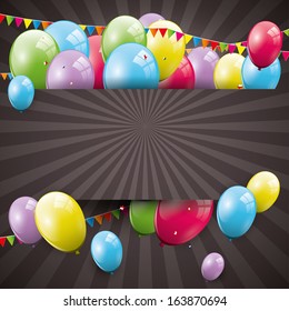 Sweet birthday background with balloons and copyspace
