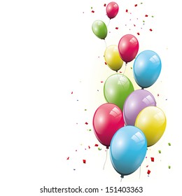 Sweet birthday balloons on white background