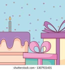 sweet birthday cake with candles