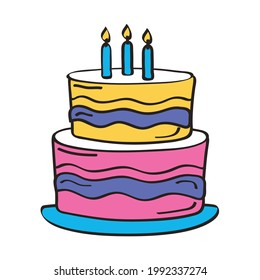 sweet birthday cake celebration icon