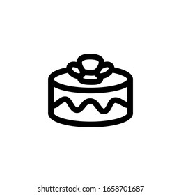 Sweet Birthday Cake Foos Icon Vector Illustration. Outline Style.

