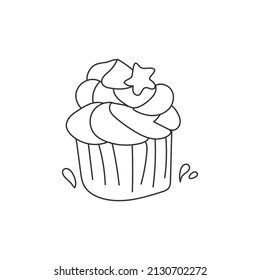 sweet birthday cake hand drawn illustration