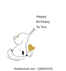 Sweet birthday card with elephant