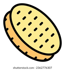 Sweet biscuit icon outline vector. Food cookie. Cake square color flat