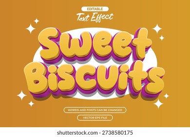 Sweet biscuits editable text effect with 3d cartoon text style