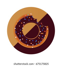Sweet bitten donut icon. Flat vector illustration