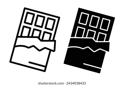 Sweet Block Line Icon. Dessert Chunk contour icon in outline and solid flat style.