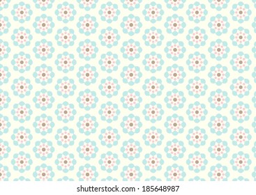 Sweet blossom pattern in pastel blue and pink color. Vintage flower seamless pattern style for design.