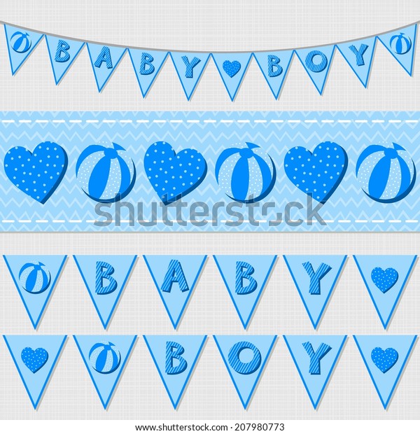 Sweet Blue Baby Boy Shower Birthday Stock Vector Royalty Free