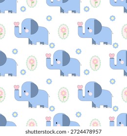Sweet Blue Baby Elephant Pattern