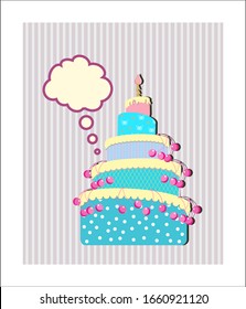 Sweet blue cake card pattern