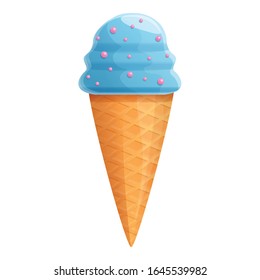 Sweet blue cone icon. Cartoon of sweet blue cone vector icon for web design isolated on white background