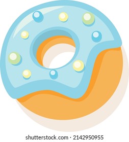 Sweet blue donut dessert vector sticker