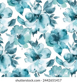 Sweet blue flower watercolor seamless pattern.soft pastel colors water color seamless pattern for beauty products or other.